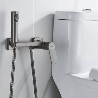 Гигиенический душ со смесителем Shevanik S4105T-1 оружейная сталь